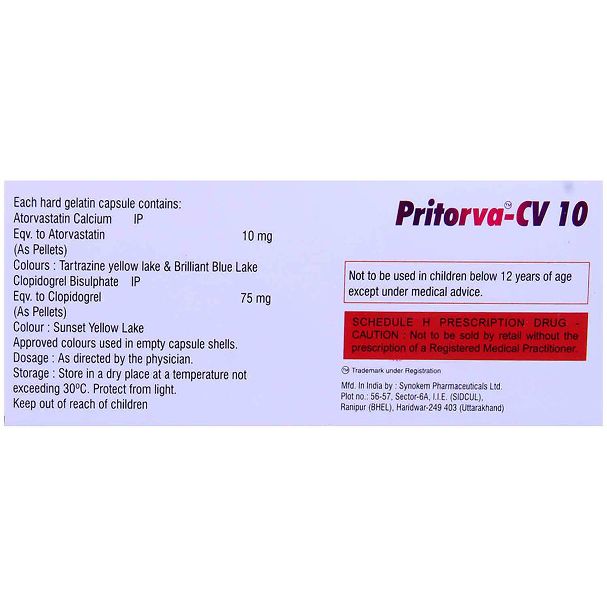 Pritorva-CV 10 Capsule 10's, Pack of 10 CAPSULES Pritorva-CV 10 Capsule 10's, Pack of 10 CAPSULES