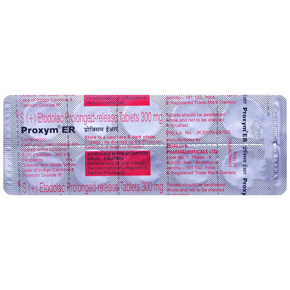 Proxym ER Tablet 10's, Pack of 10 TABLETS Proxym ER Tablet 10's, Pack of 10 TABLETS