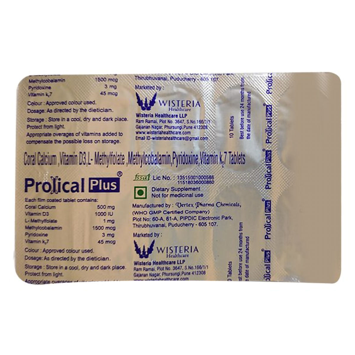 Buy Prolical Plus Tablet 10's Online