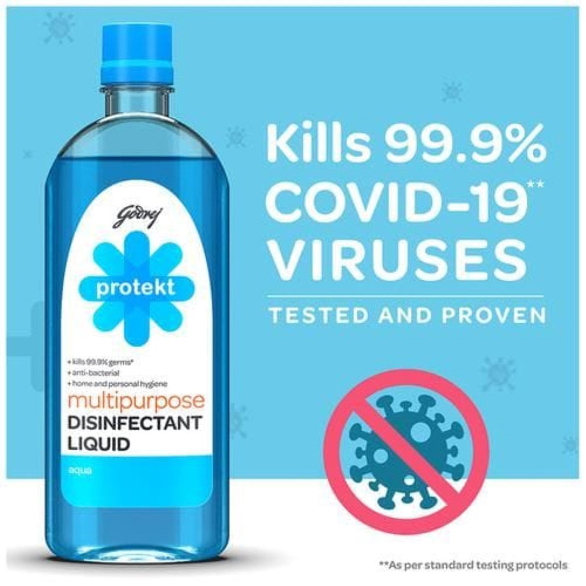 Godrej Protekt Multi Purpose Disinfectant Aqua Liquid, 500 ml, Pack of 1 Godrej Protekt Multi Purpose Disinfectant Aqua Liquid, 500 ml, Pack of 1