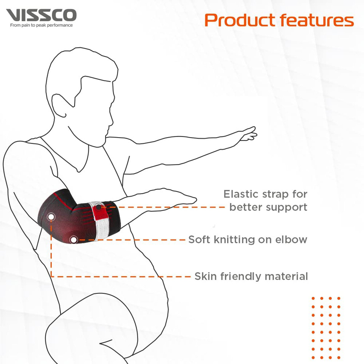 Vissco Pro Elbow Support with Strap XXL, 1 Count, Pack of 1 Vissco Pro Elbow Support with Strap XXL, 1 Count, Pack of 1