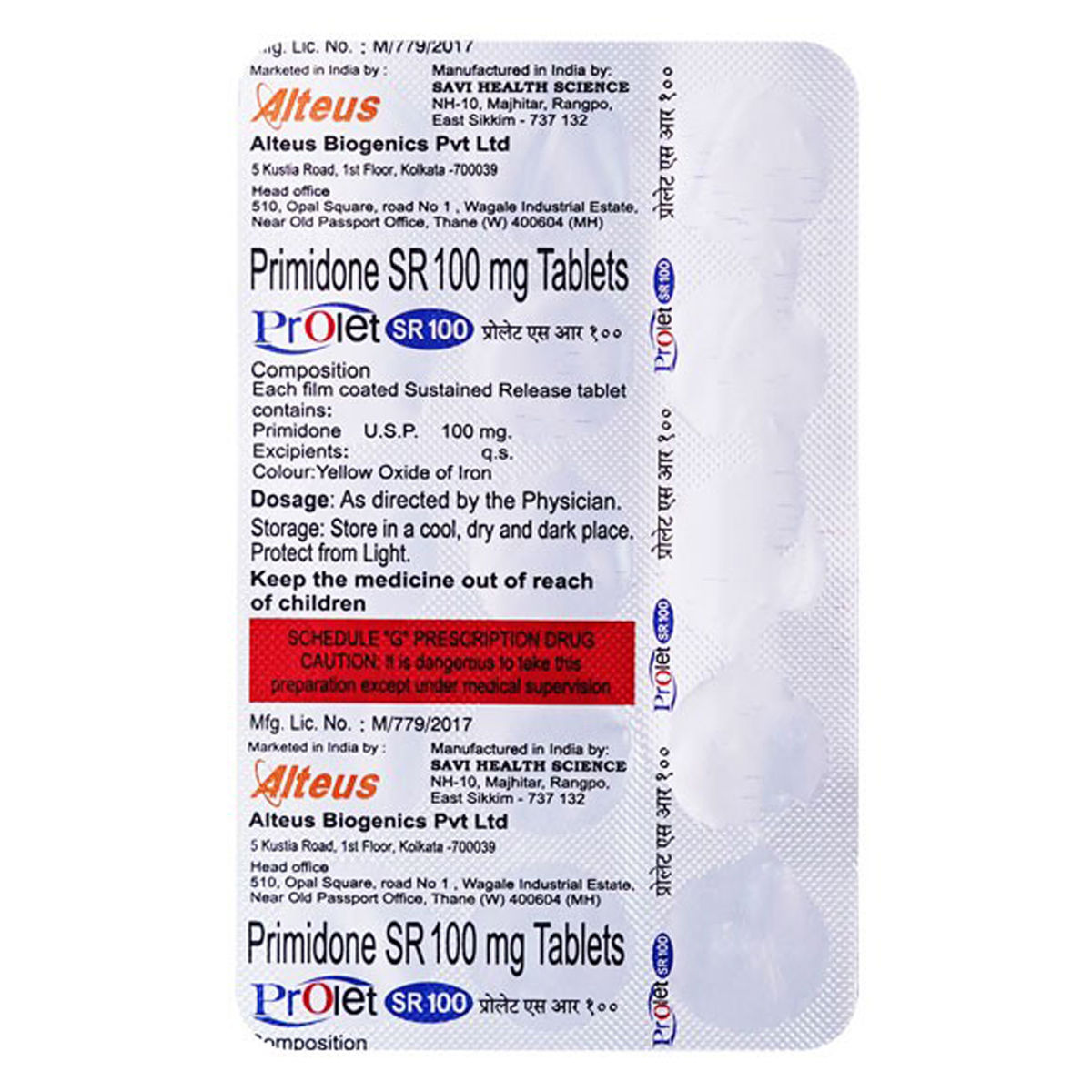 Buy Prolet SR 100 Tablets 15's Online