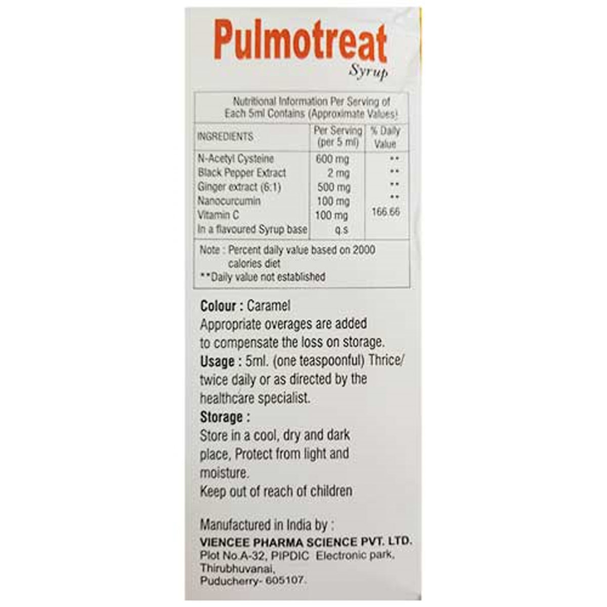 Pulmotreat Syrup 100 ml, Pack of 1 Syrup Pulmotreat Syrup 100 ml, Pack of 1 Syrup