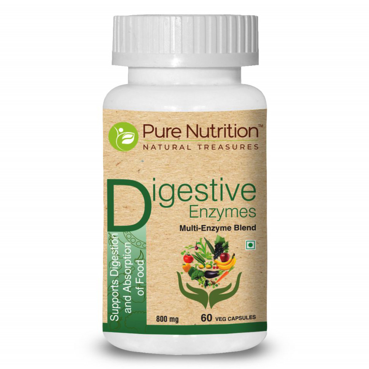 Pure Nutrition Digestive Enzymes 800 mg, 60 Capsules, Pack of 1 Pure Nutrition Digestive Enzymes 800 mg, 60 Capsules, Pack of 1