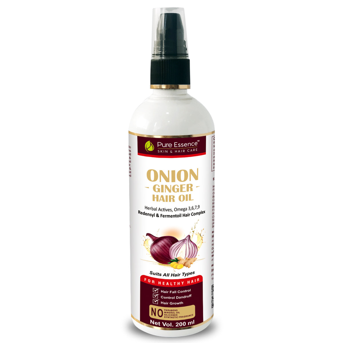 Pure Essence Onion-Ginger Hair Oil, 200 ml, Pack of 1 Pure Essence Onion-Ginger Hair Oil, 200 ml, Pack of 1
