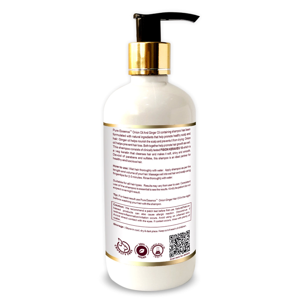 Pure Essence Onion-Ginger Shampoo, 250 ml, Pack of 1 Pure Essence Onion-Ginger Shampoo, 250 ml, Pack of 1