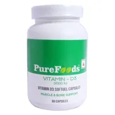 PureFoods Vitamin-D3 2000IU, 60 Softgel Capsules, Pack of 1