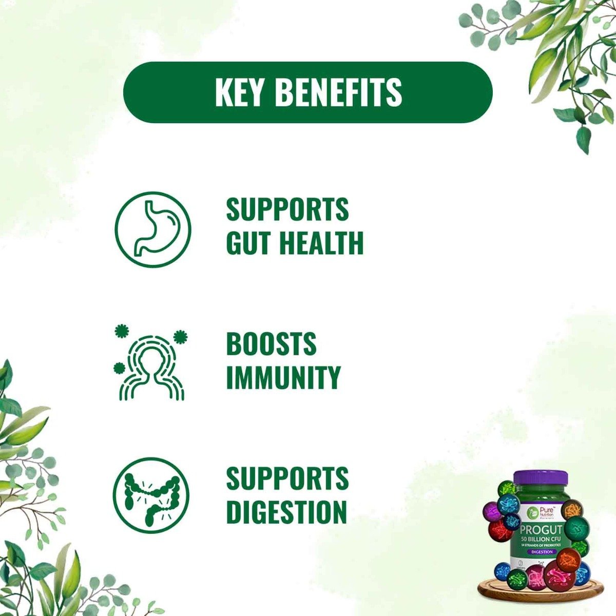 Pure Nutrition Progut 50 Billion CFU 600 mg, 60 Capsules, Pack of 1 Pure Nutrition Progut 50 Billion CFU 600 mg, 60 Capsules, Pack of 1