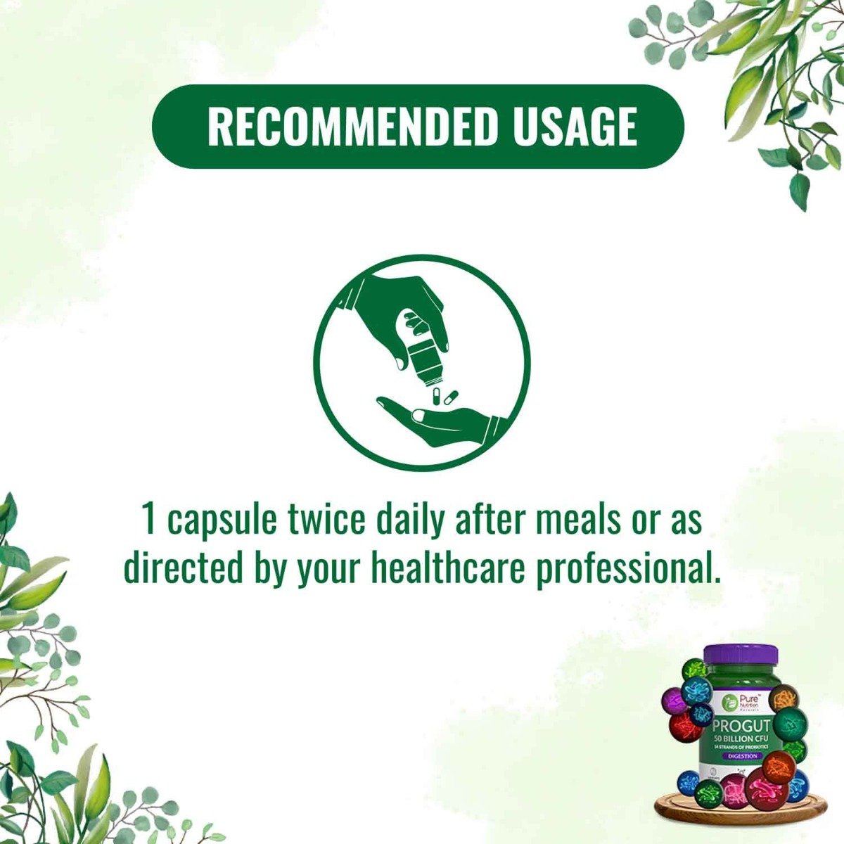 Pure Nutrition Progut 50 Billion CFU 600 mg, 60 Capsules, Pack of 1 Pure Nutrition Progut 50 Billion CFU 600 mg, 60 Capsules, Pack of 1