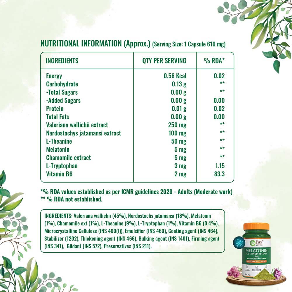 Pure Nutrition Melatonin SR 5 mg, 60 Tablets, Pack of 1 Pure Nutrition Melatonin SR 5 mg, 60 Tablets, Pack of 1