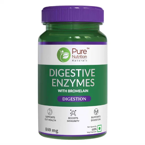 Pure Nutrition Digestive Enzymes 840 mg, 60 Capsules, Pack of 1