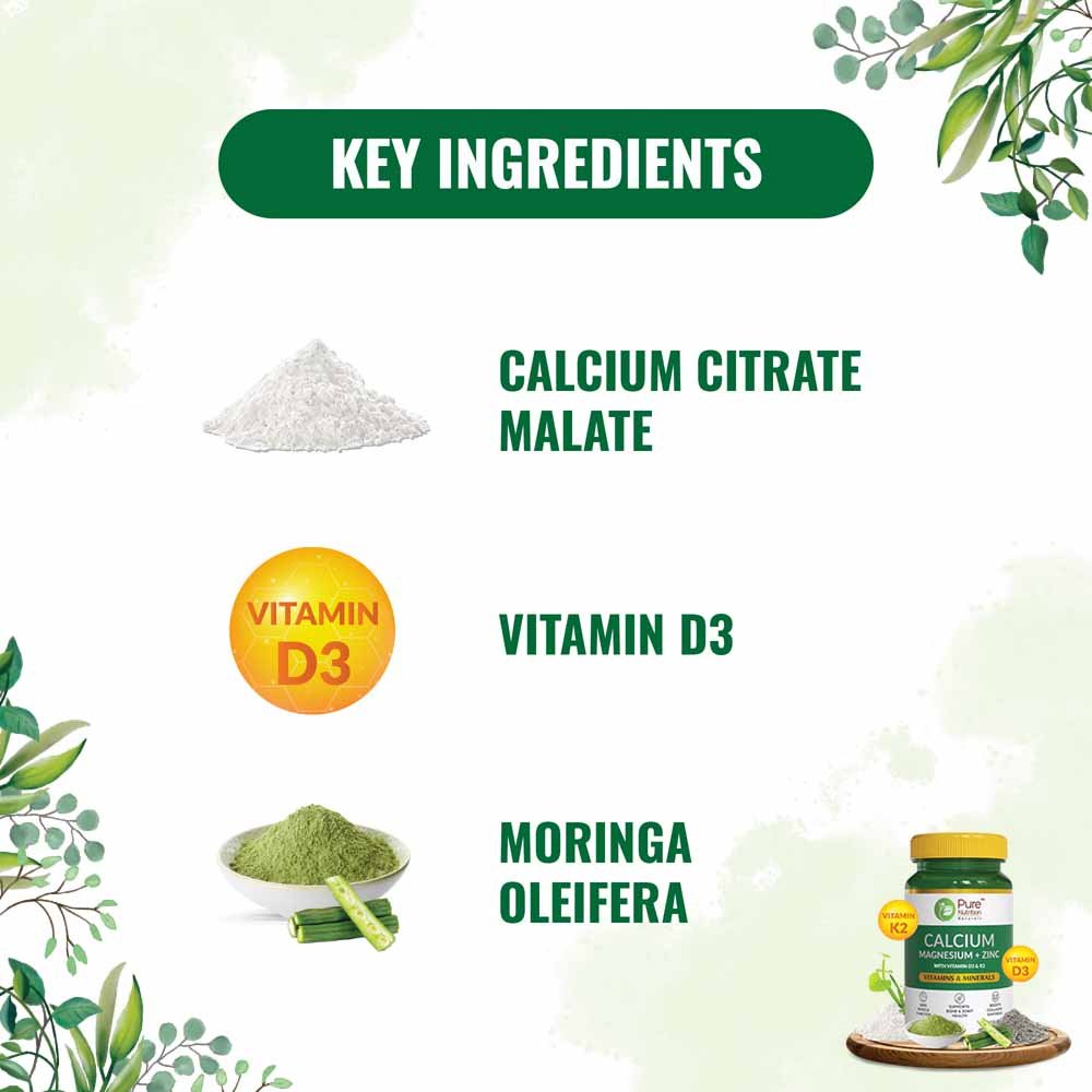 Pure Nutrition Calcium Magnesium + Zinc 1400 mg, 60 Tablets, Pack of 1 Pure Nutrition Calcium Magnesium + Zinc 1400 mg, 60 Tablets, Pack of 1