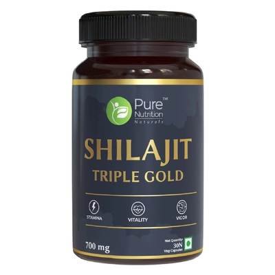 Pure Nutrition Shilajit Triple Gold 700 mg, 30 Capsules, Pack of 1