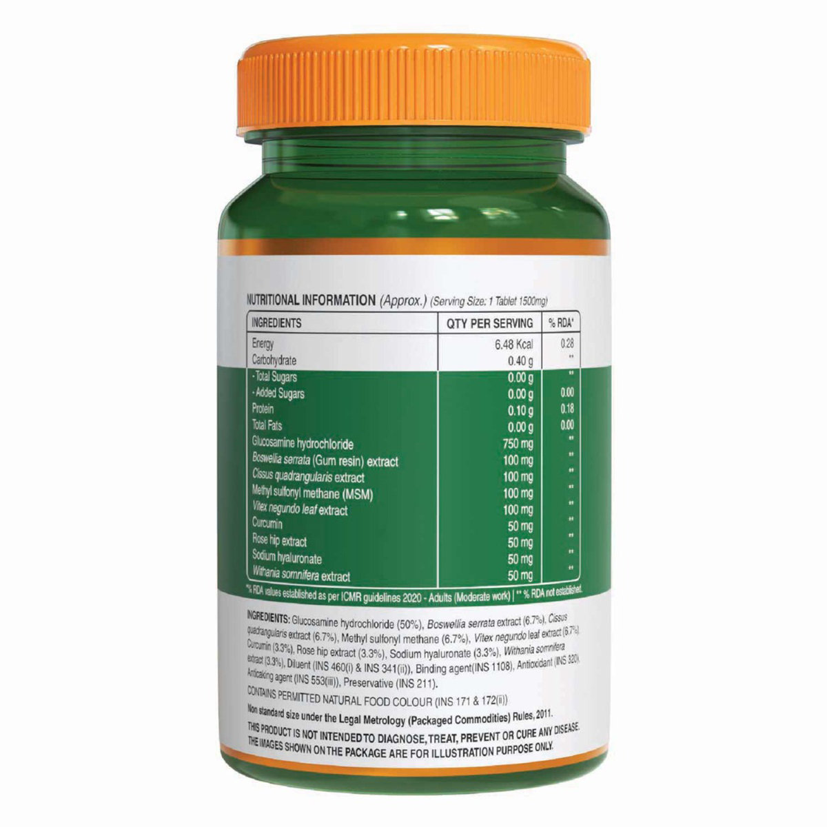 Pure Nutrition Vegan Glucosamine with MSM 1500 mg, 60 Tablets, Pack of 1 Pure Nutrition Vegan Glucosamine with MSM 1500 mg, 60 Tablets, Pack of 1