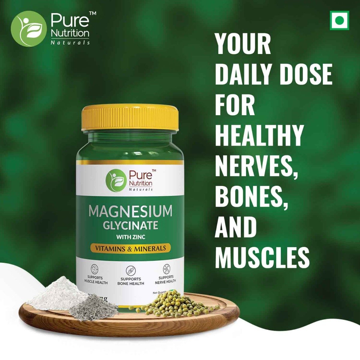 Pure Nutrition Magnesium Glycinate with Zinc 350 mg, 60 Tablets, Pack of 1 Pure Nutrition Magnesium Glycinate with Zinc 350 mg, 60 Tablets, Pack of 1