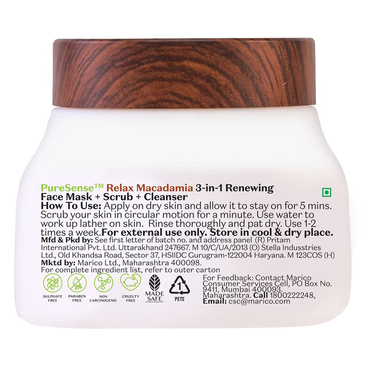 Pure Sense Renewing Macadamia 3In1 Face Mask, 140 ml, Pack of 1 Pure Sense Renewing Macadamia 3In1 Face Mask, 140 ml, Pack of 1