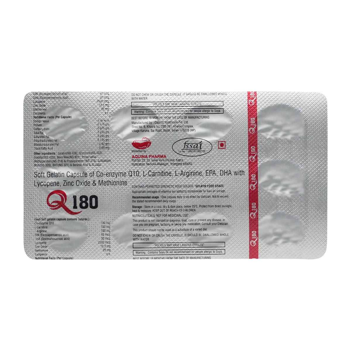 Q-180 Softgel Capsule 10's, Pack of 10 Q-180 Softgel Capsule 10's, Pack of 10