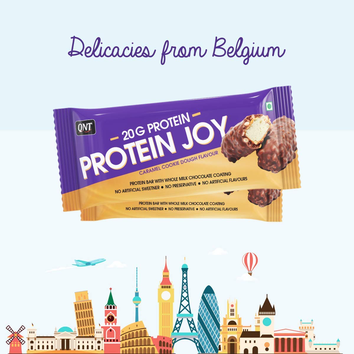QNT Protein Joy Caramel Cookie Dough Flavour Bar, 70 gm, Pack of 1 QNT Protein Joy Caramel Cookie Dough Flavour Bar, 70 gm, Pack of 1