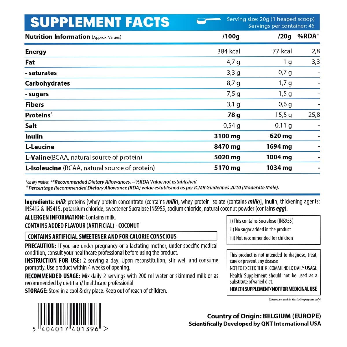 QNT Light Digest Whey Protein Coconut Flavour Powder, 908 gm, Pack of 1 QNT Light Digest Whey Protein Coconut Flavour Powder, 908 gm, Pack of 1