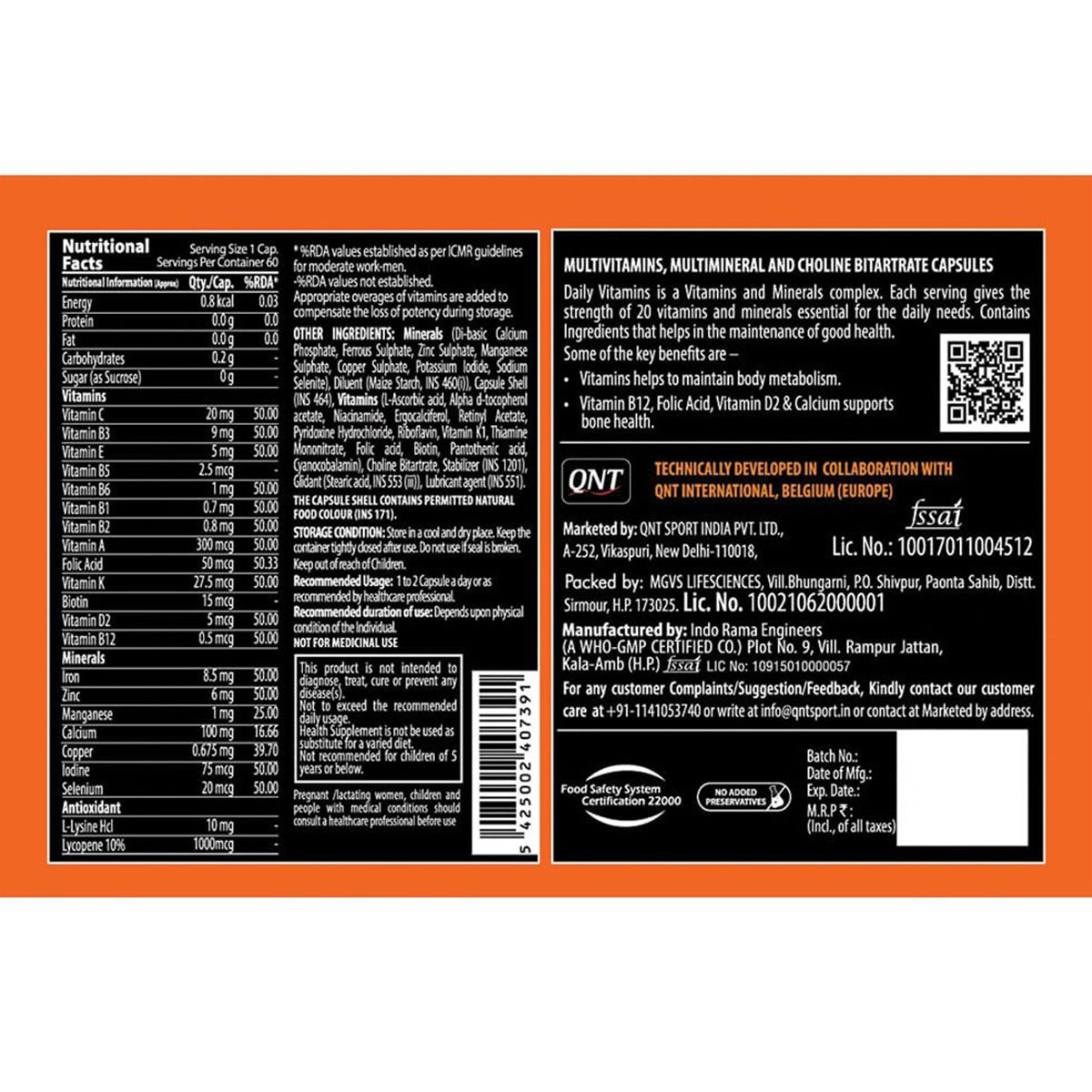 QNT Daily Vitamins, 30 Capsules, Pack of 1 QNT Daily Vitamins, 30 Capsules, Pack of 1