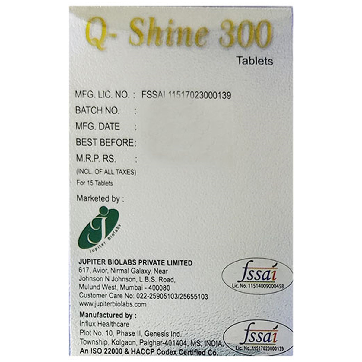 Q-Shine 300 Tablet 15's, Pack of 1 TABLET Q-Shine 300 Tablet 15's, Pack of 1 TABLET