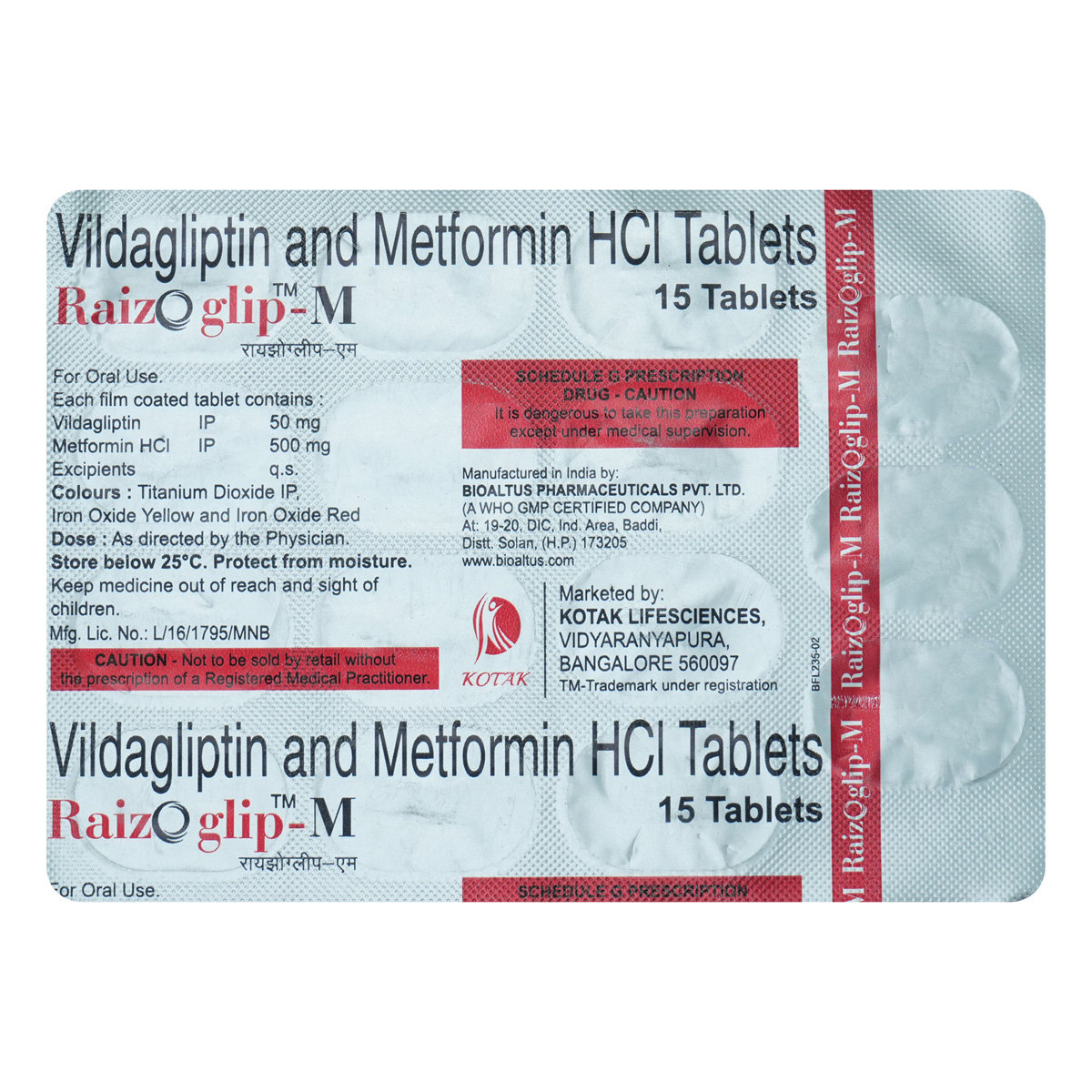 Raizoglip-M 50/500 mg Tablet 15's, Pack of 15 TabletS Raizoglip-M 50/500 mg Tablet 15's, Pack of 15 TabletS