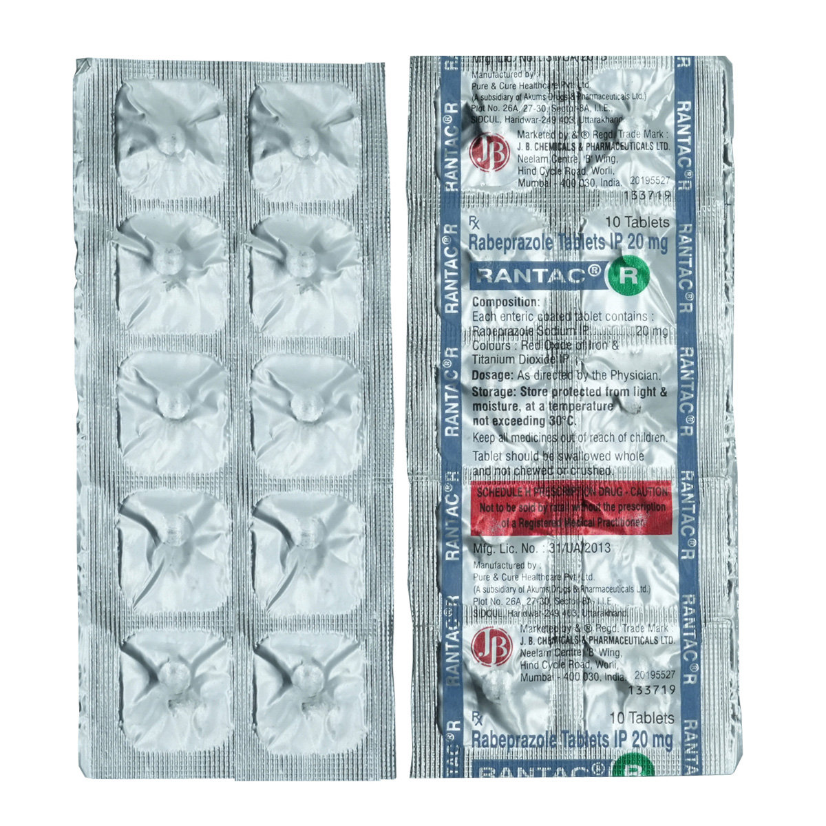 Rantac R 20 mg Tablet 10's, Pack of 10 TabletS Rantac R 20 mg Tablet 10's, Pack of 10 TabletS