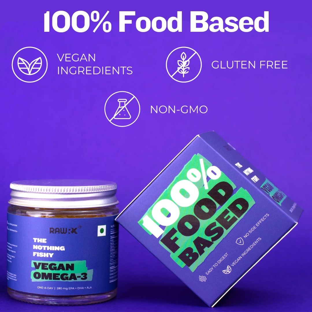 RawRX Vegan Omega-3 Fatty Acid with EPA + DHA + ALA for Hair Growth, Heart Care & Joint Pain, 60 Capsules, Pack of 1 RawRX Vegan Omega-3 Fatty Acid with EPA + DHA + ALA for Hair Growth, Heart Care & Joint Pain, 60 Capsules, Pack of 1