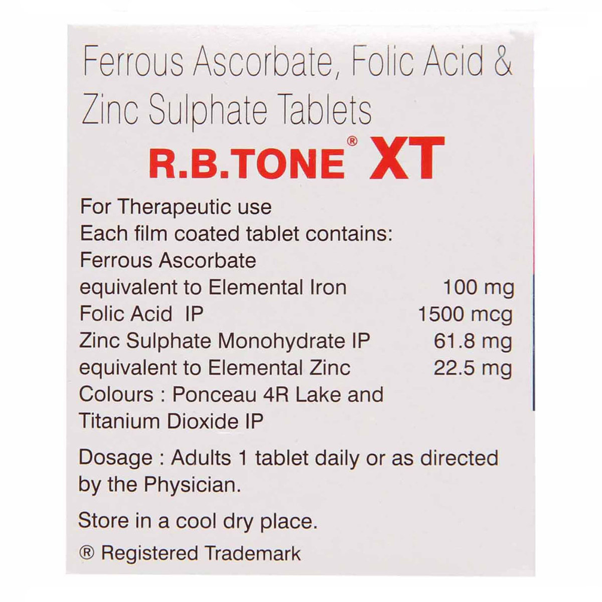 R B Tone XT Tablet 10's, Pack of 10 TABLETS R B Tone XT Tablet 10's, Pack of 10 TABLETS