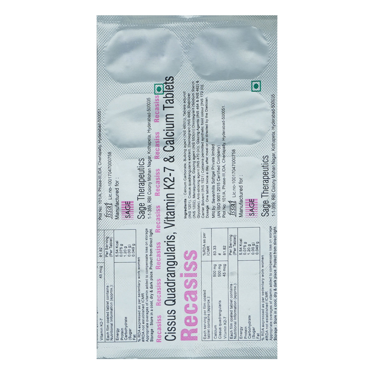 Recasiss Tablet 10's, Pack of 10 TabletS Recasiss Tablet 10's, Pack of 10 TabletS