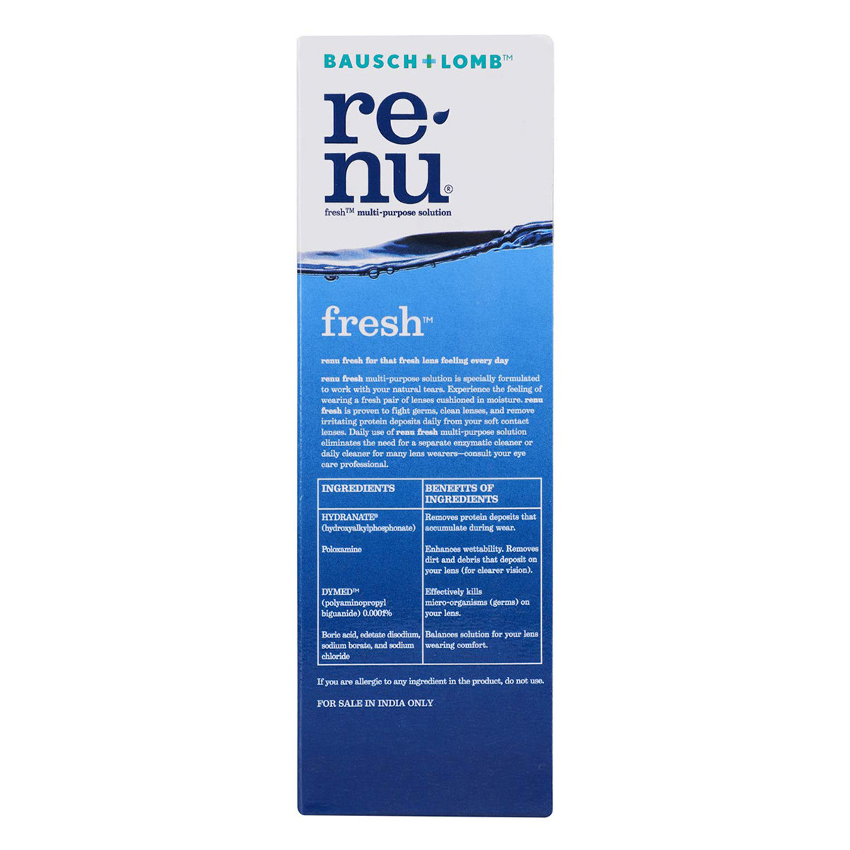Renu Fresh Multi-Purpose Solution 120 ml | Cleans Lenses | Removes Dirt & Debris From Contact Lenses | For Soft Contact Lenses, Pack of 1 Renu Fresh Multi-Purpose Solution 120 ml | Cleans Lenses | Removes Dirt & Debris From Contact Lenses | For Soft Contact Lenses, Pack of 1