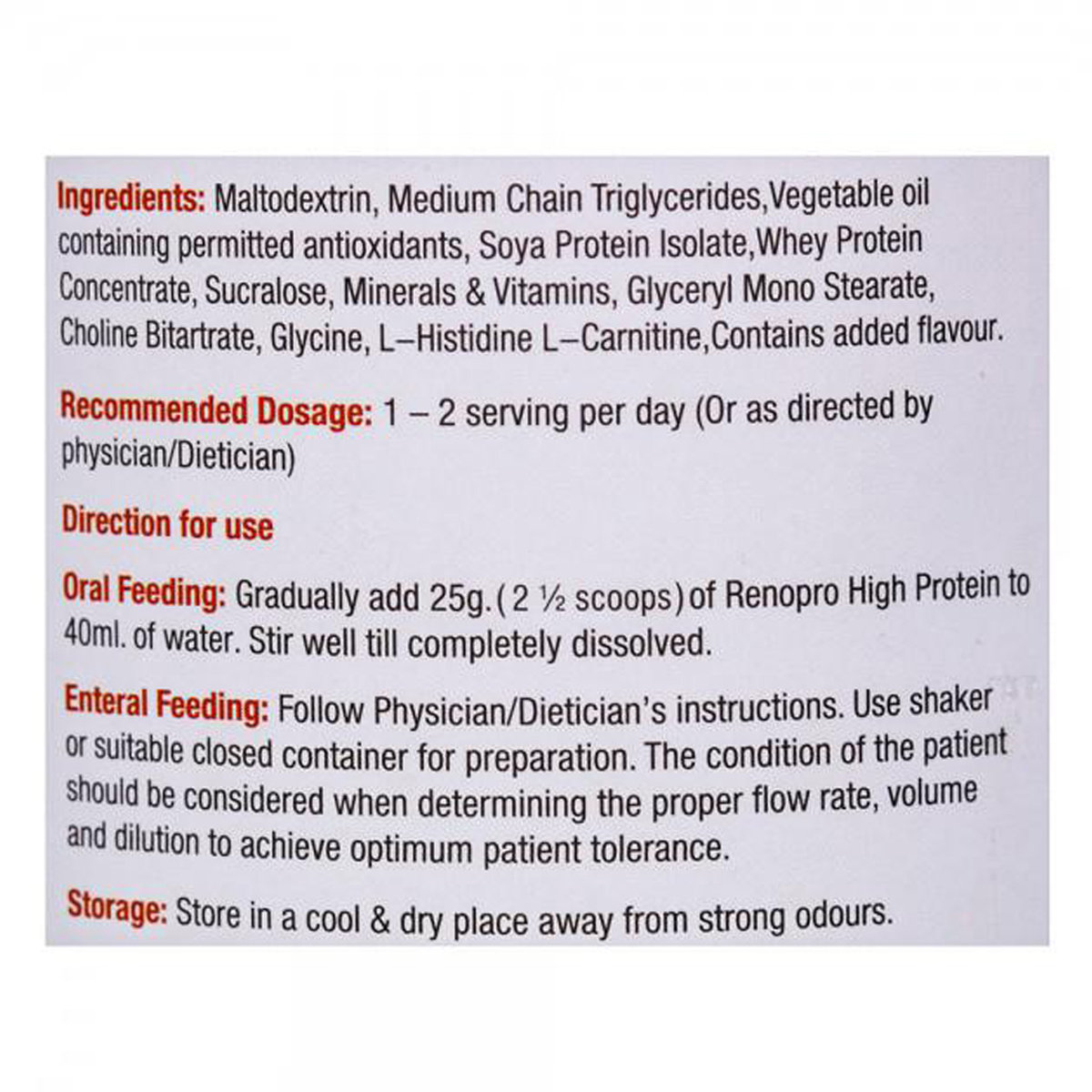 Reno-Pro High Protein Vanilla Flavour Powder, 200 gm Tin, Pack of 1 Reno-Pro High Protein Vanilla Flavour Powder, 200 gm Tin, Pack of 1