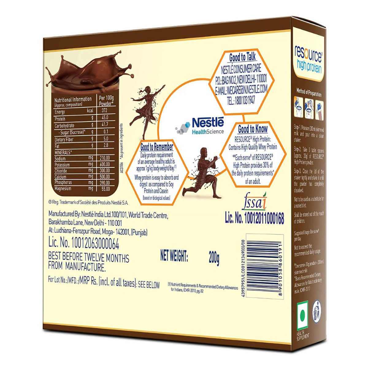 Nestle Resource High Protein Chocolate Flavour Powder, 400 gm (2 x 200 gm), Pack of 1 Nestle Resource High Protein Chocolate Flavour Powder, 400 gm (2 x 200 gm), Pack of 1