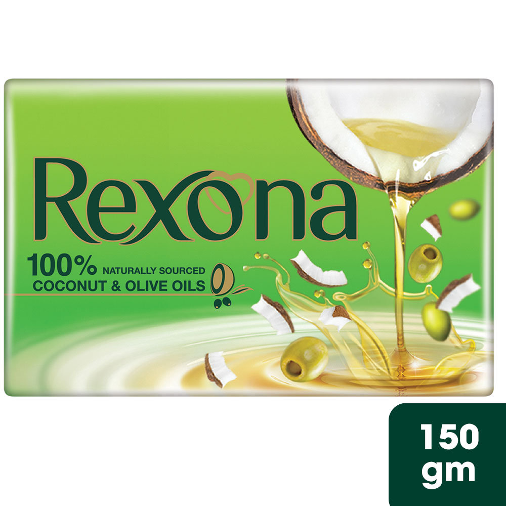 Rexona Coconut and Olive Oil Soap 150 gm | For Silky Smooth Skin, Pack of 1 Rexona Coconut and Olive Oil Soap 150 gm | For Silky Smooth Skin, Pack of 1