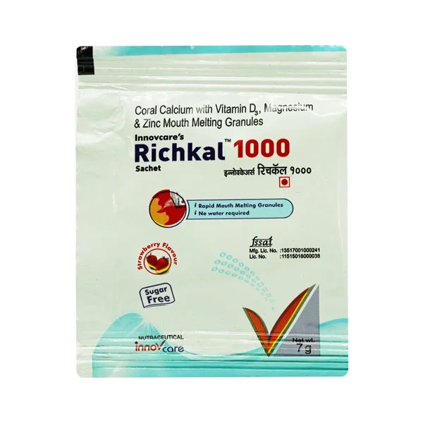 Richkal 1000 Sugar Free Strawberry Granules 7 gm, Pack of 1 POWDER