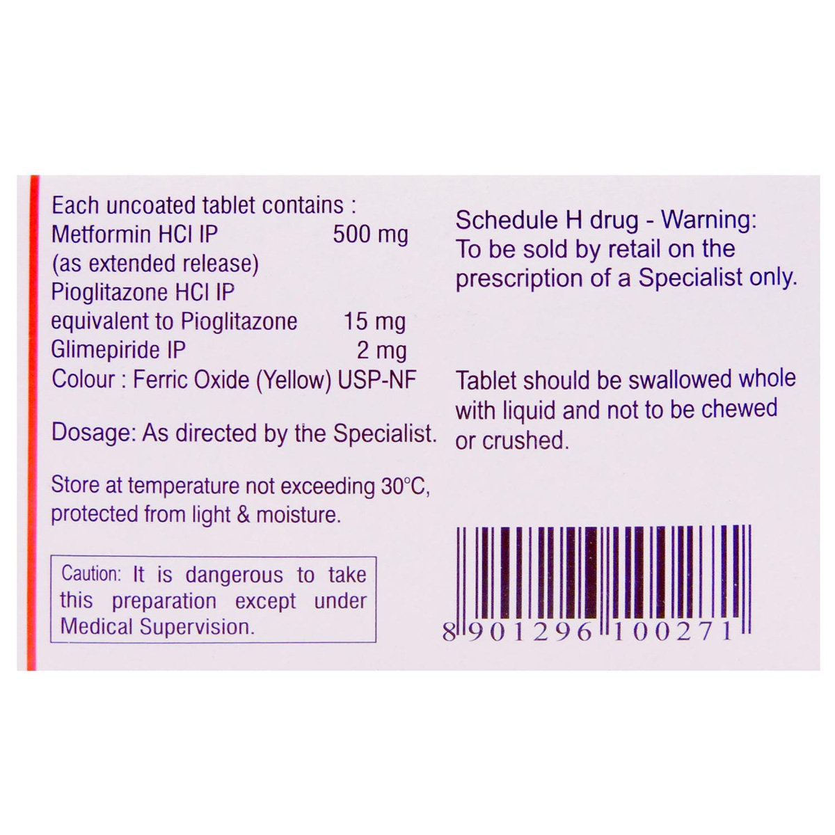 RIOMET TRIO 2MG TABLET, Pack of 10 TABLETS RIOMET TRIO 2MG TABLET, Pack of 10 TABLETS