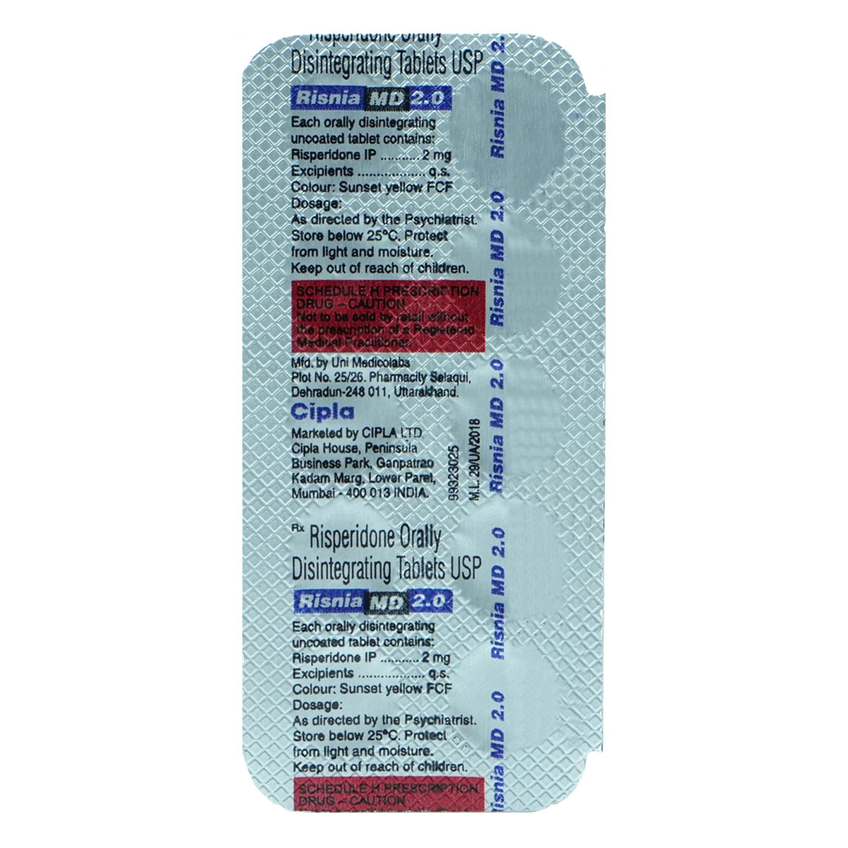 Risnia MD 2 Tablet 10's, Pack of 10 TabletS Risnia MD 2 Tablet 10's, Pack of 10 TabletS