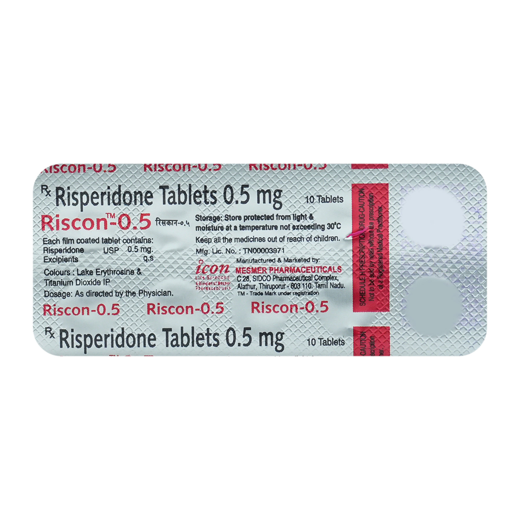 Riscon 0.5 Tablet 10's, Pack of 10 TABLETS Riscon 0.5 Tablet 10's, Pack of 10 TABLETS