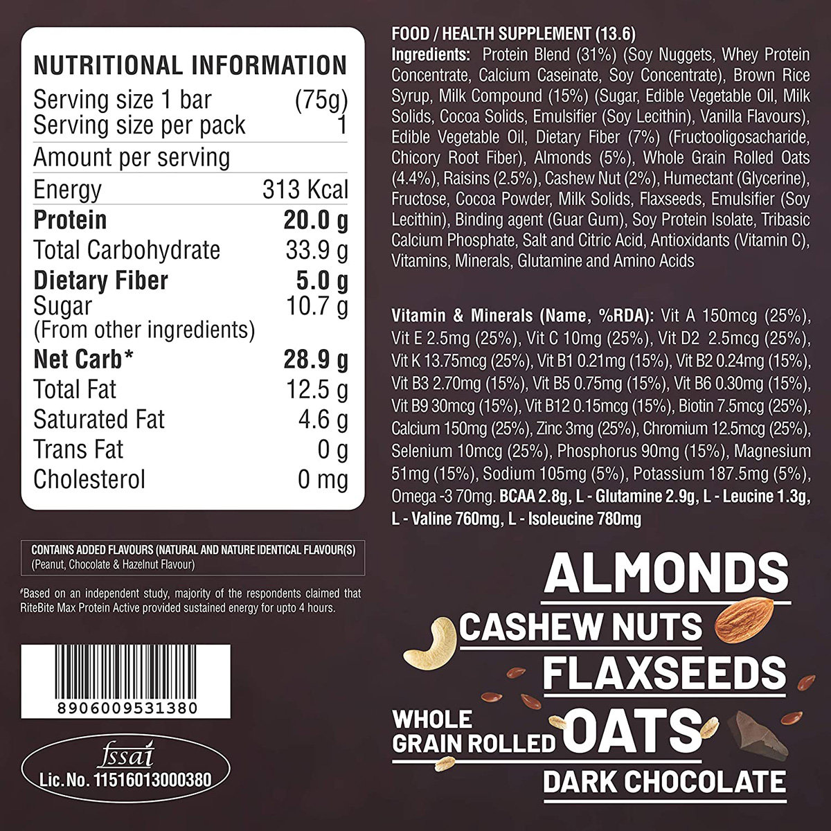 Ritebite Max Protein Choco Fudge Bar, (Pack Of 6), Pack of 1 Ritebite Max Protein Choco Fudge Bar, (Pack Of 6), Pack of 1