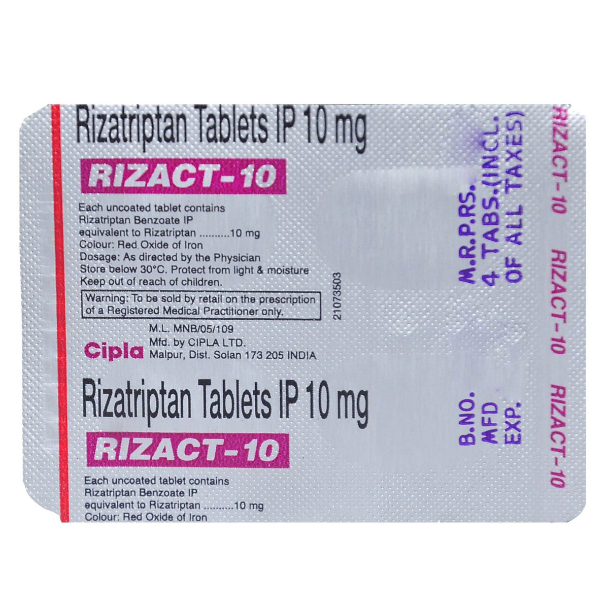 Rizact 10 Tablet 4's, Pack of 4 TABLETS Rizact 10 Tablet 4's, Pack of 4 TABLETS