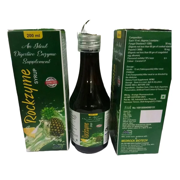 Rockzyme Sugar Free Syrup 200 ml, Pack of 1