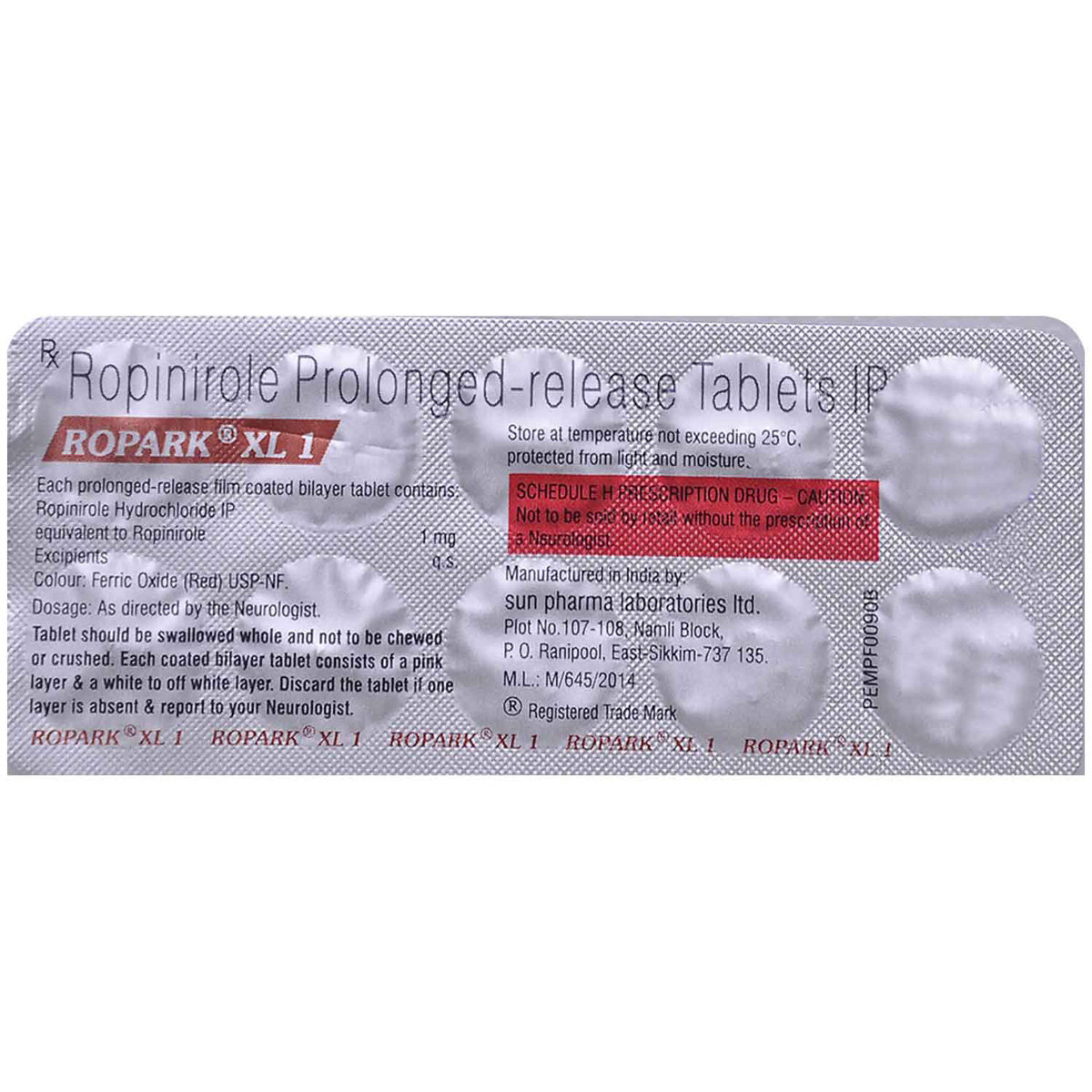 Ropark XL 1 Tablet 10's, Pack of 10 TABLETS Ropark XL 1 Tablet 10's, Pack of 10 TABLETS