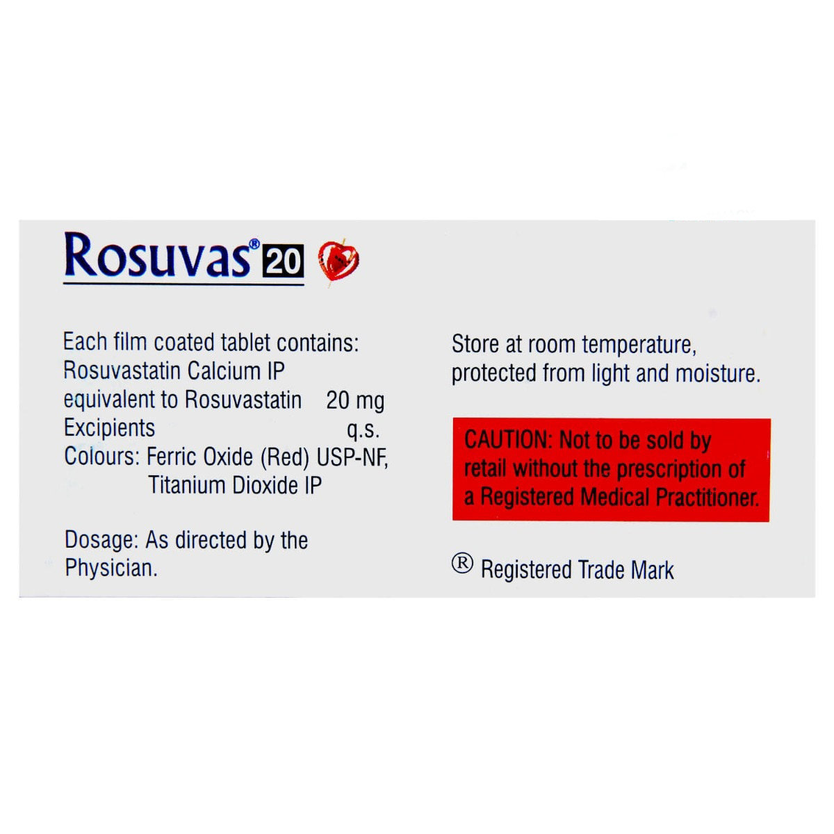Rosuvas 20 Tablet 10's, Pack of 10 TABLETS Rosuvas 20 Tablet 10's, Pack of 10 TABLETS