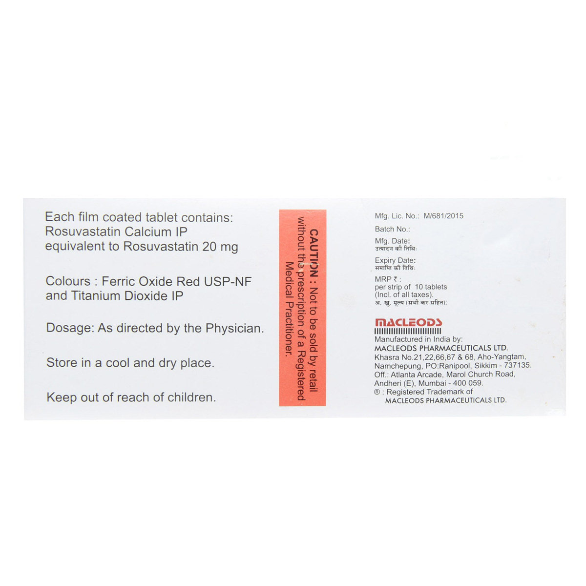 Rosumac 20 Tablet 10's, Pack of 10 TABLETS Rosumac 20 Tablet 10's, Pack of 10 TABLETS