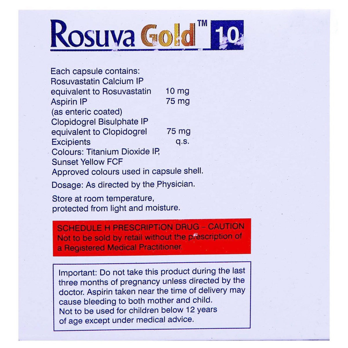 Rosuva Gold 10 Capsule 10's, Pack of 10 CAPSULES Rosuva Gold 10 Capsule 10's, Pack of 10 CAPSULES