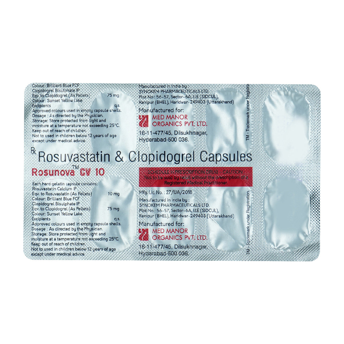 Rosunova CV 10 Capsule 10's, Pack of 10 CAPSULES Rosunova CV 10 Capsule 10's, Pack of 10 CAPSULES