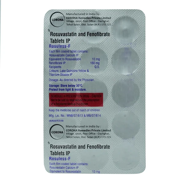 Rosuless-F 10 mg/160 mg Tablet 15's, Pack of 15