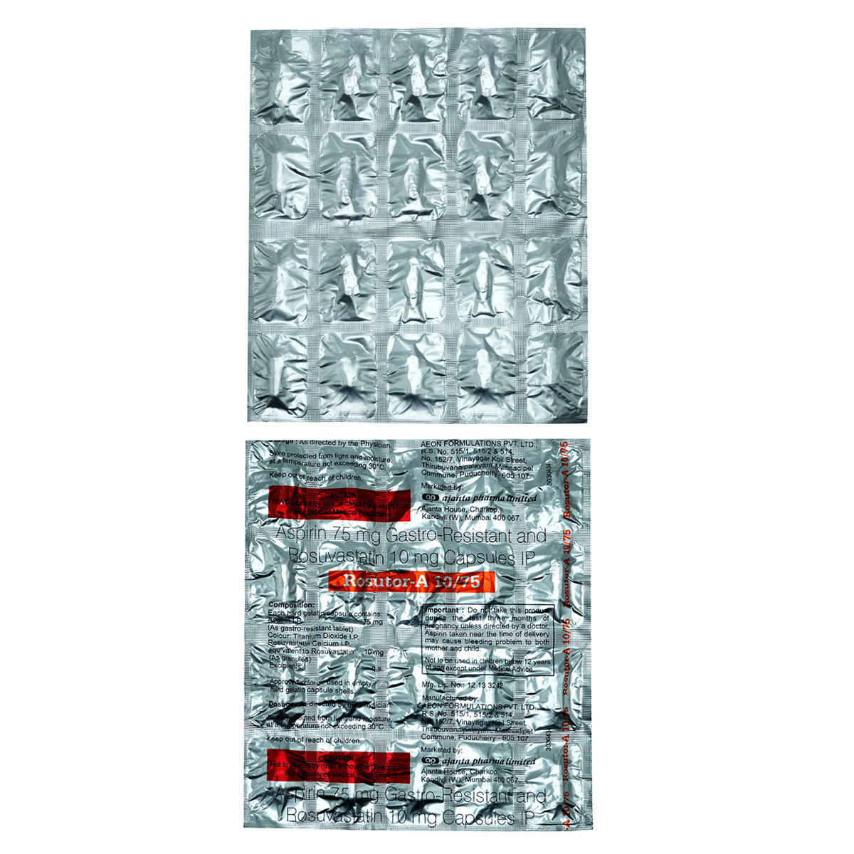 Rosutor-A 10 mg/75 mg Capsule 20's, Pack of 20 CAPSULES Rosutor-A 10 mg/75 mg Capsule 20's, Pack of 20 CAPSULES