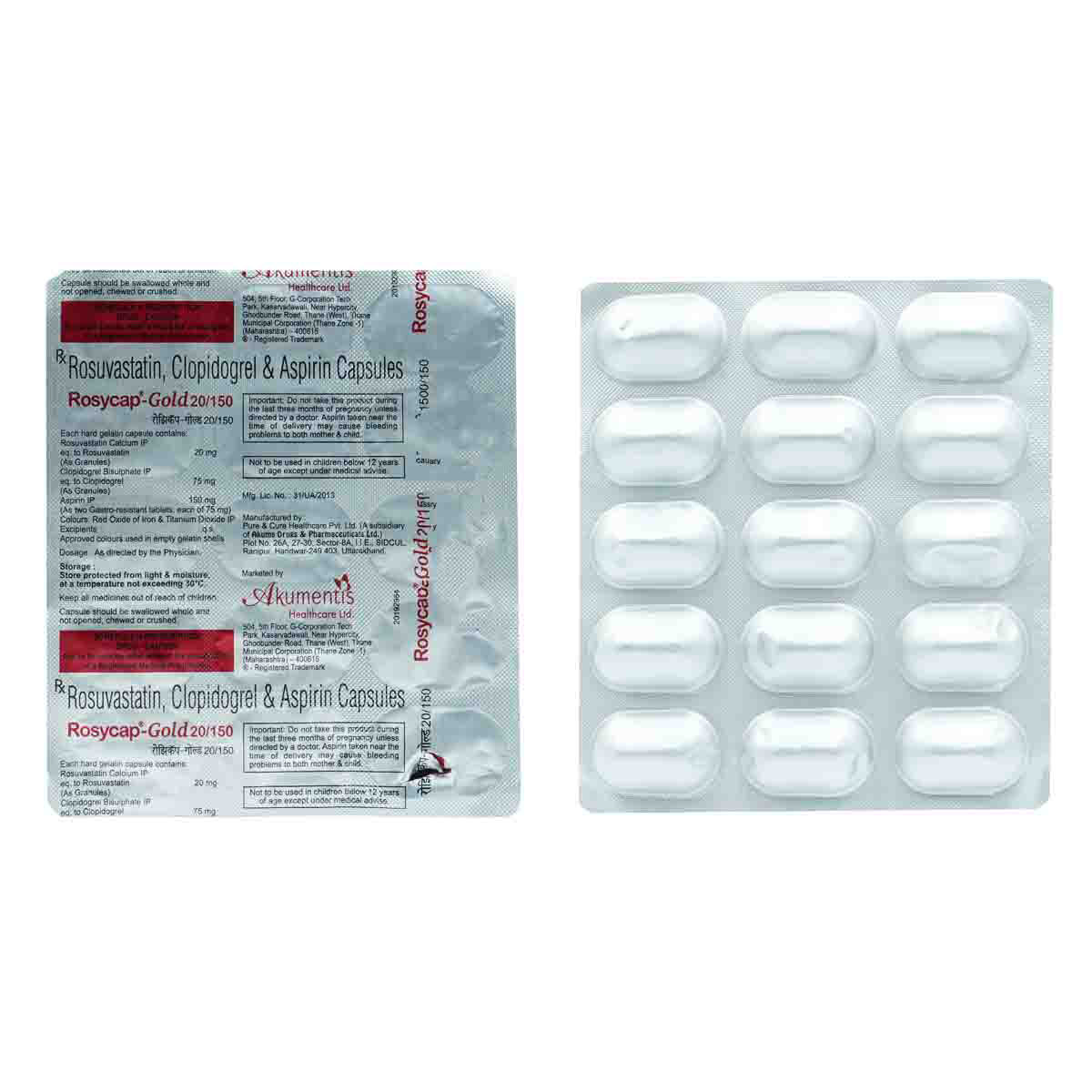 Rosycap-Gold 20 mg/150 mg Capsule 15's, Pack of 15 CAPSULES Rosycap-Gold 20 mg/150 mg Capsule 15's, Pack of 15 CAPSULES