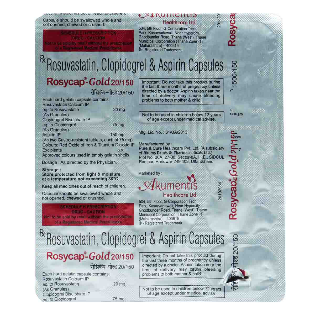 Rosycap-Gold 20 mg/150 mg Capsule 15's, Pack of 15 CAPSULES Rosycap-Gold 20 mg/150 mg Capsule 15's, Pack of 15 CAPSULES